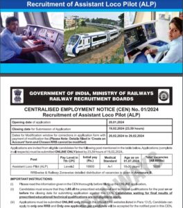 Railway Loko Pilot Bharti 2024